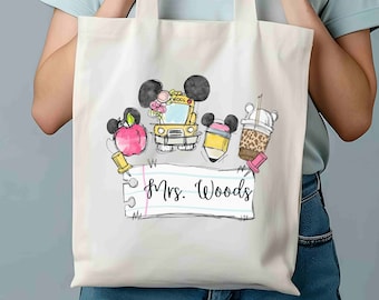 Personalized Disney Teacher Tote Bag | Disney Teacher Librarian Principal School School Bag | Disney Teacher Gift | Disneyworld Teacher