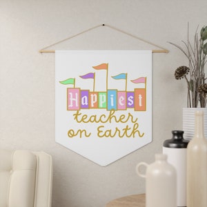 Happiest Teacher on Earth Wall Pennant | Disney Wall Decor | Disney Magic Wall Hanging | Disney Classroom Decor | Disney Teacher