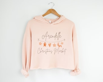 Arendelle Christmas Market Cropped Hoodie | Frozen Cropped Hoodie voor dames | Disney Frozen Cropped Hoodie | Disney Kerst Cropped Hoodie