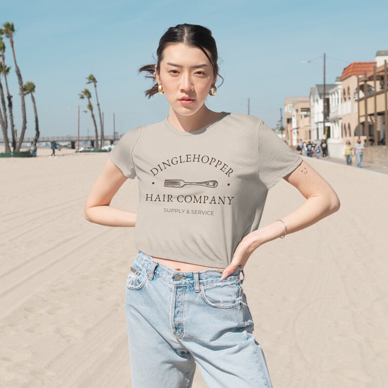 Dinglehopper Hair Company Crop TShirt | Little Mermaid Inspired Shirt | Ariel Shirt | Women's Little Mermaid Shirt | Simple Disney Shirt Heather Dust