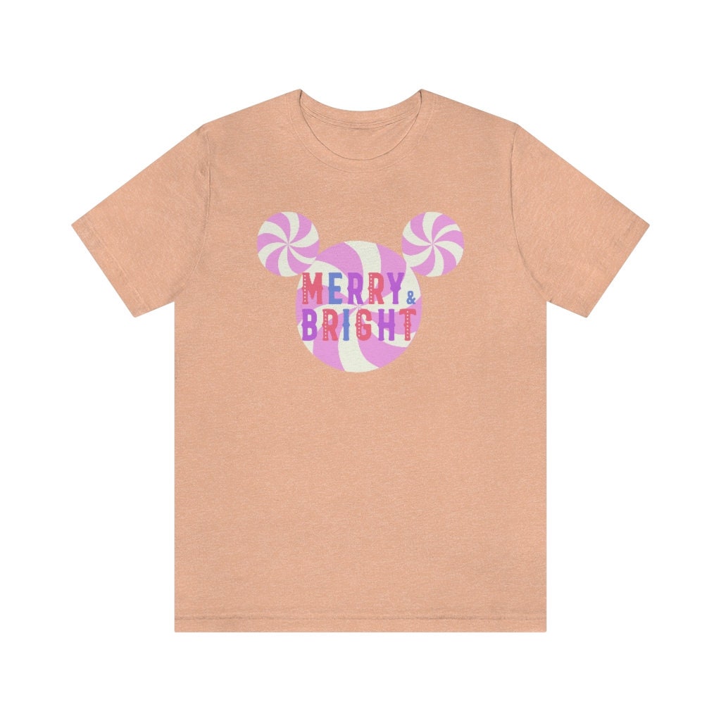 Discover Merry and Bright Mickey Christmas Shirt | Pastel Christmas Shirt | Pink Christmas Disney Shirt | Preppy Christmas Shirt