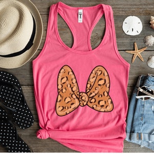 Animal Kingdom Tank Top Shirt | Womens Animal Kingdom Tank Top Shirt | Minnie Mouse Cheetah Print Bow Tank Top Shirt