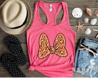 Dierenrijk tanktop shirt | Dames dierenrijk tanktop shirt | Minnie Mouse Cheetah-print tanktop met strik