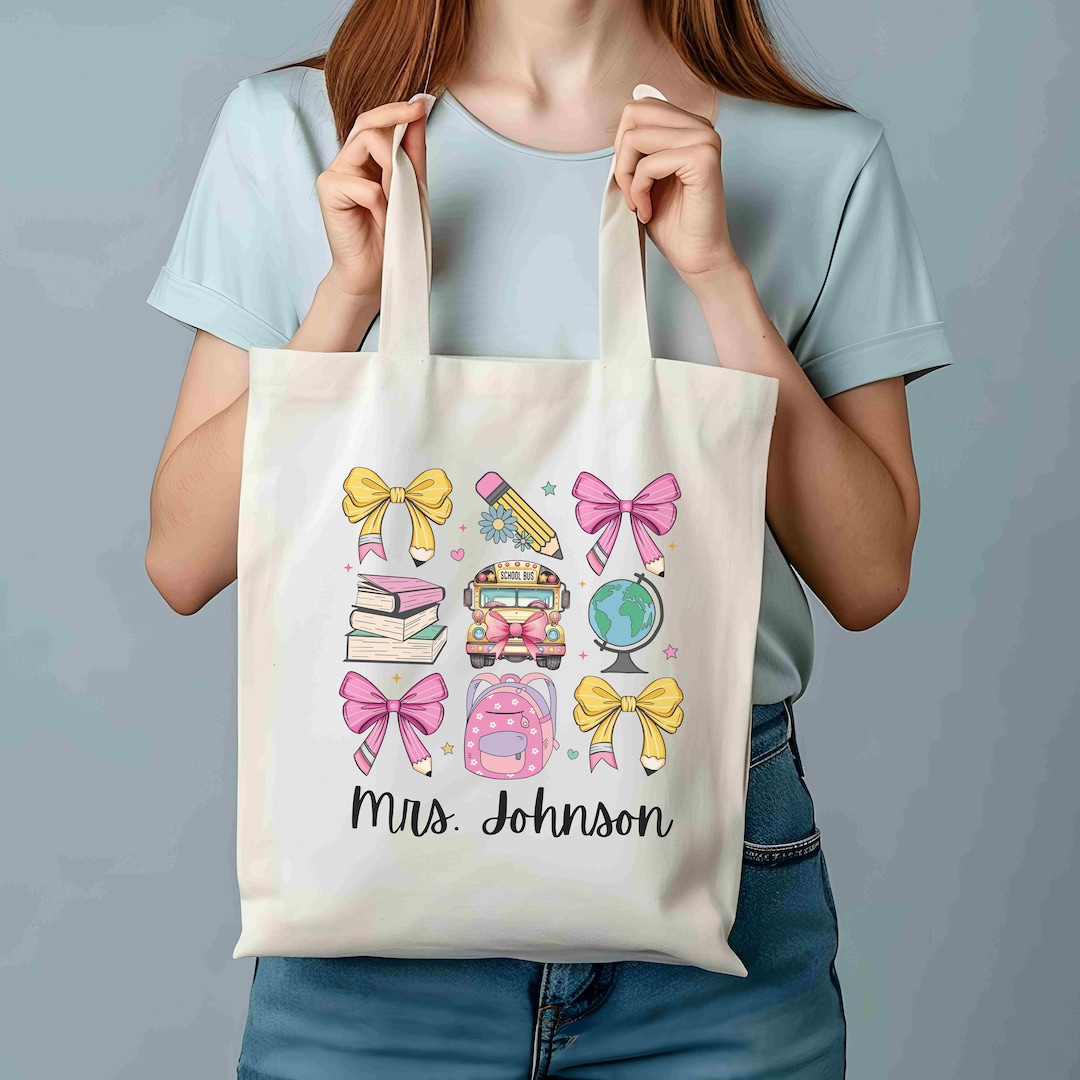 Personalized Teacher Tote Bag | Customized Teacher Cotton Canvas School ...