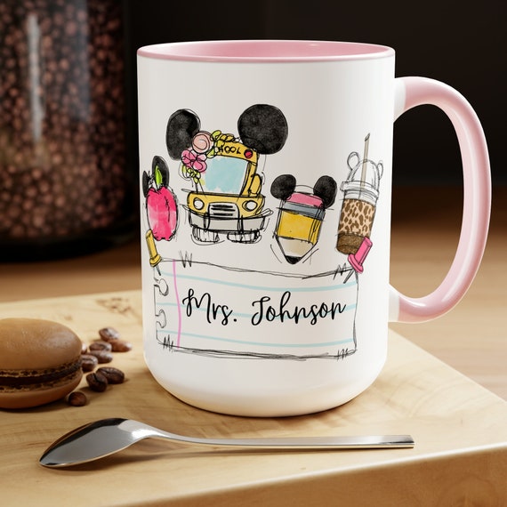 Personalized Disney Teacher Coffee Mug | Disney Teacher Librarian Principal School School Mug | Disney Teacher Gift | Disneyworld Teacher