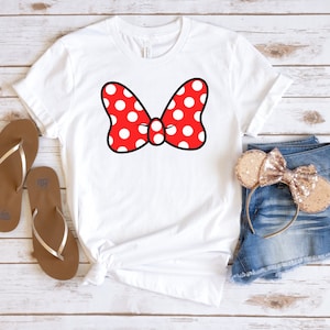 Minnie Mouse Bow Shirt | Minnie Polka Dot Bow Shirt | Women&#39;s Minnie Shirt | Women&#39;s Minnie Bow Shirt |