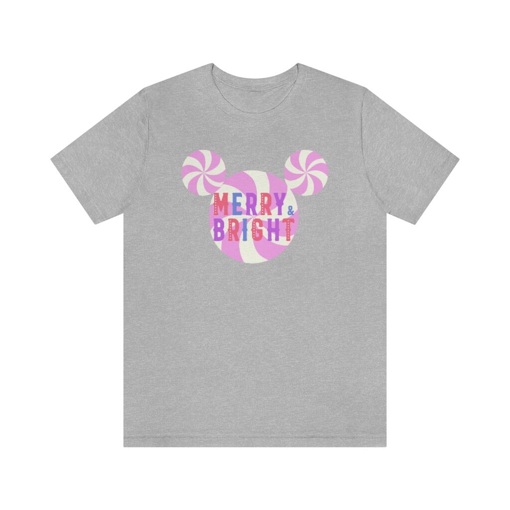 Discover Merry and Bright Mickey Christmas Shirt | Pastel Christmas Shirt | Pink Christmas Disney Shirt | Preppy Christmas Shirt