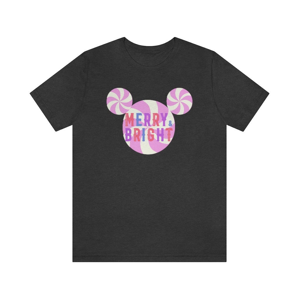 Discover Merry and Bright Mickey Christmas Shirt | Pastel Christmas Shirt | Pink Christmas Disney Shirt | Preppy Christmas Shirt