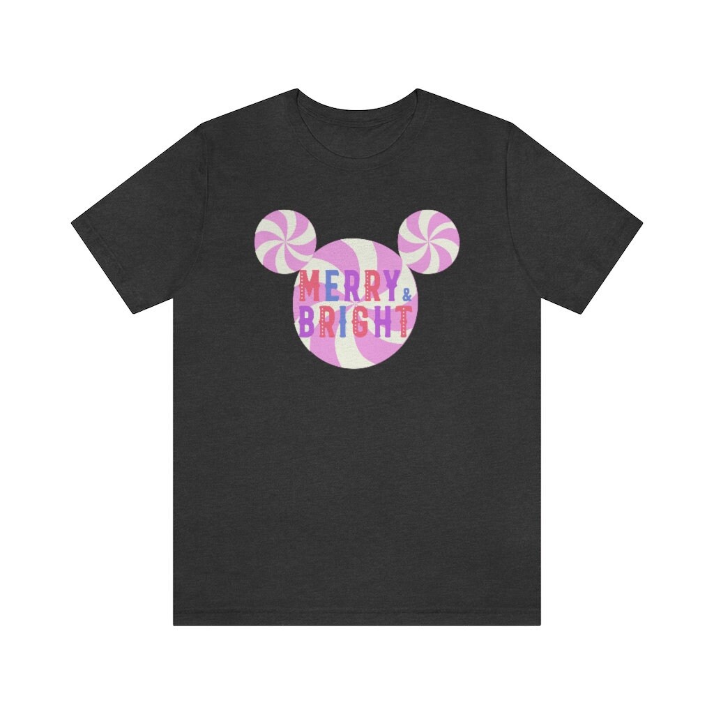 Discover Merry and Bright Mickey Christmas Shirt | Pastel Christmas Shirt | Pink Christmas Disney Shirt | Preppy Christmas Shirt