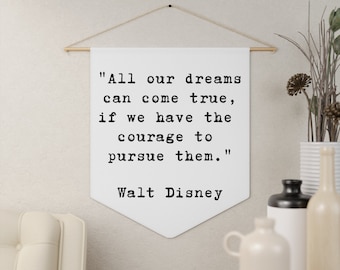 Disney Classroom Decor | Walt Disney Quote Wall Pennant | Disney Wall Decor | Inspirational Disney Wall Pennant | Disney Office Dorm Decor