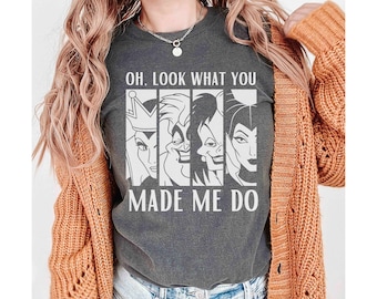 Comfort Colors Guarda cosa mi hai fatto fare Disney Villains Shirt / Classic Disney Villains Shirt / Disney Halloween Shirt