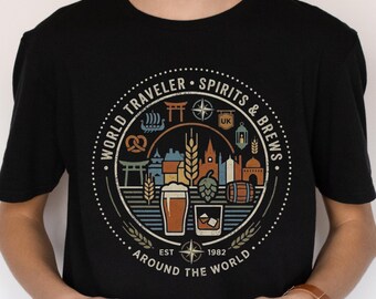 Camiseta de viajero de World Showcase / Camiseta de Epcot para hombre "Bebiendo alrededor del mundo"