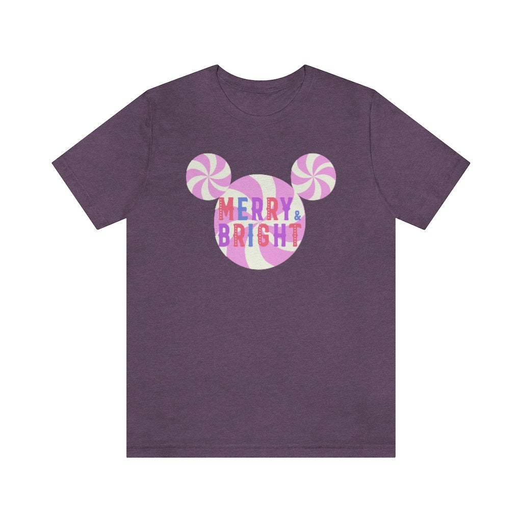 Discover Merry and Bright Mickey Christmas Shirt | Pastel Christmas Shirt | Pink Christmas Disney Shirt | Preppy Christmas Shirt