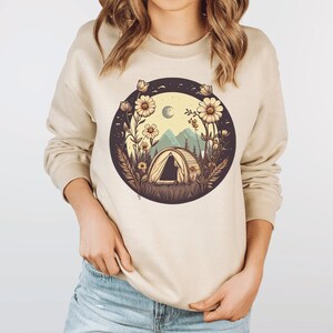 Boho Camping Sweatshirt | Cute Tent Camping Sweatshirt | Aesthetic Tent Camping Sweatshirt | Boho Summer Travel Sweatshirt |