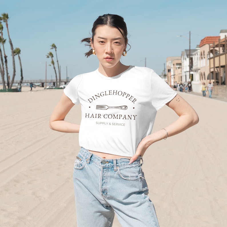 Dinglehopper Hair Company Crop TShirt | Little Mermaid Inspired Shirt | Ariel Shirt | Women's Little Mermaid Shirt | Simple Disney Shirt White
