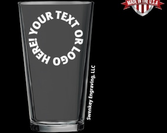 Vaso de 16 oz con logotipo personalizado, logotipo de la empresa, vasos de cerveza personalizados grabados, vaso de cerveza personalizado con texto personalizado, gran descuento por volumen