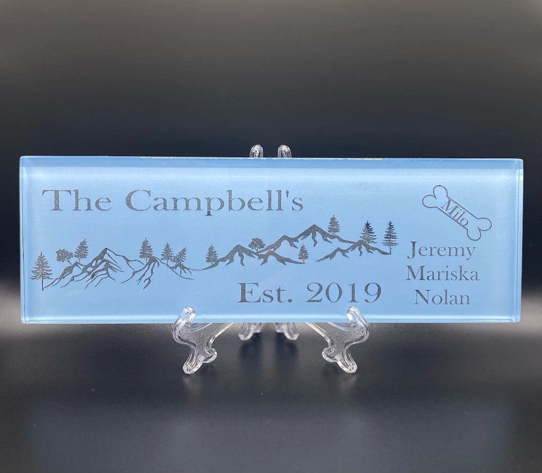 Custom Engraved Glass Plaque Multiple Colors Available Etsy