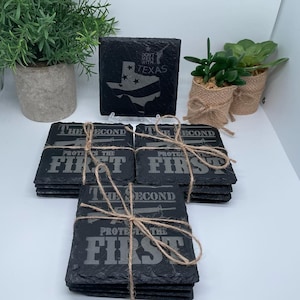 Custom Laser Engraved Slate Coasters - Set of 4