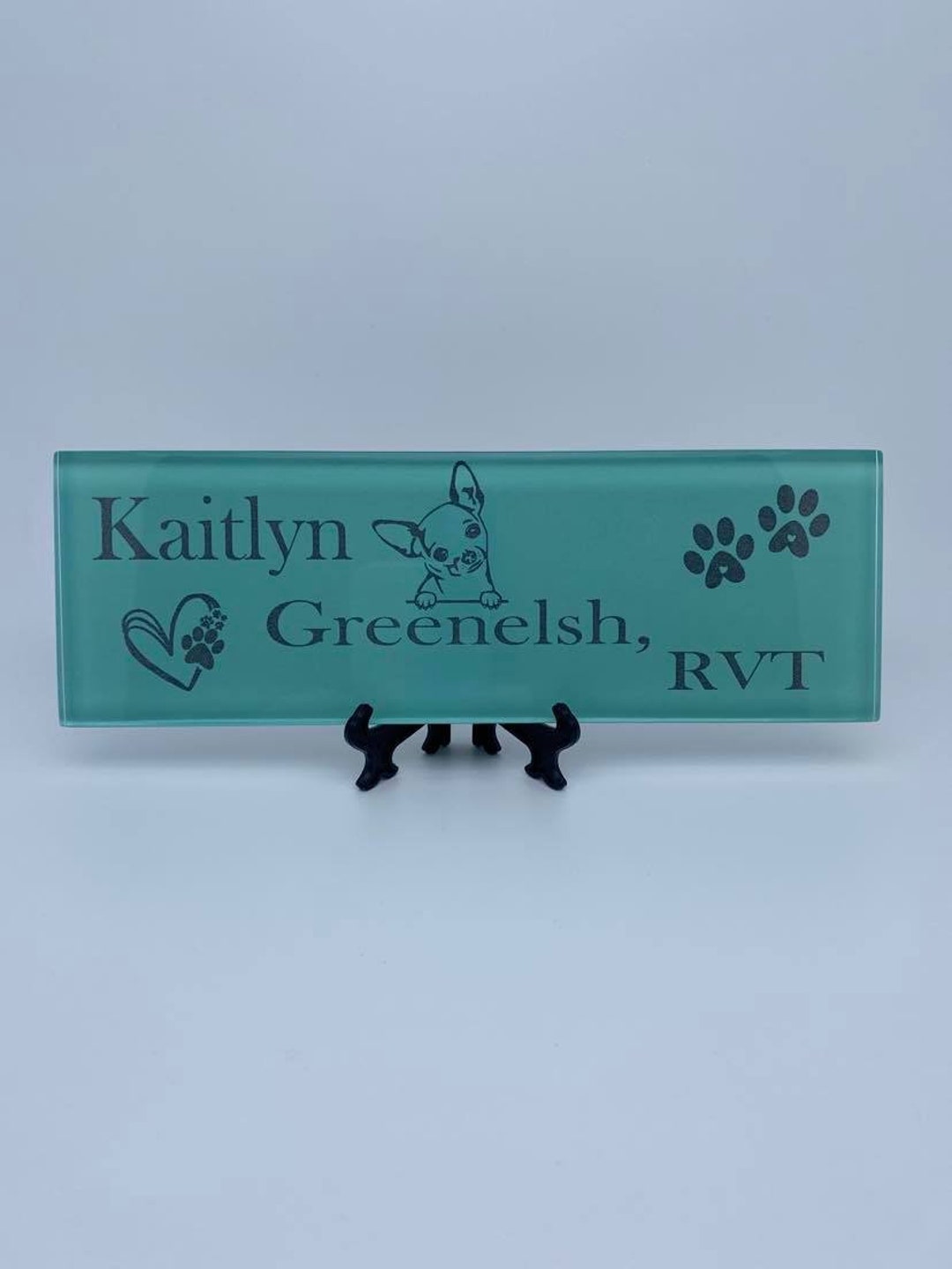 Custom Engraved Glass Name Plaque Multiple Colors Available Etsy