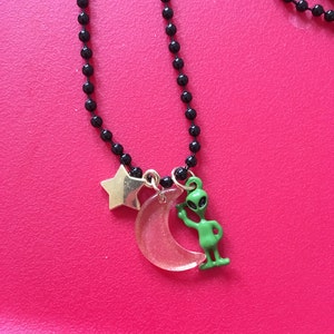 ALieNs eXiST charm necklace peace alien ufo moon star Tom DeLonge