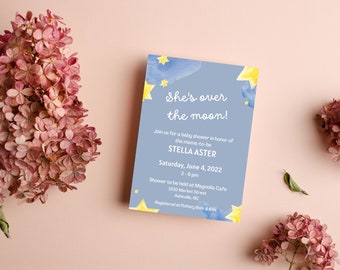 Moon Baby Shower Invitation - Editable Template - Gender Neutral