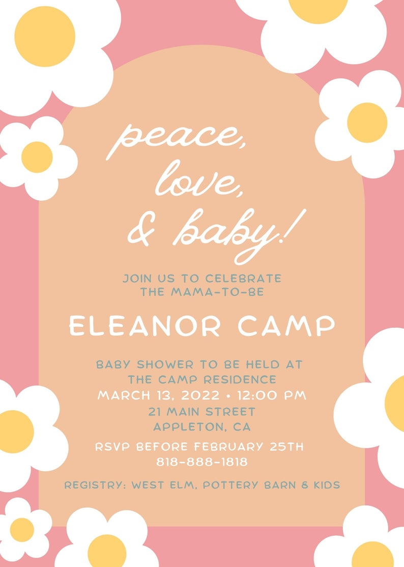 Baby Shower Invitation Editable Template 70s Theme image 2