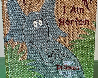 Rhinestone &#39;Horton Hears a Who&#39; Book Cover | Sparkling Dr. Seuss Decor | Unique Gift for Book Lovers | Collectable Cover | Decorated Cover