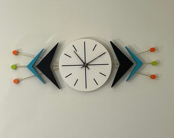 Atomic Clock Mid Century Modern Wall Decor