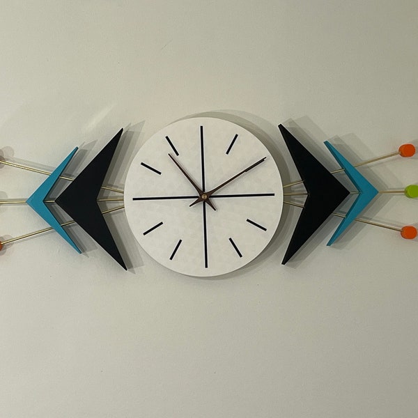 Atomic Clock Mid Century Modern Wall Decor