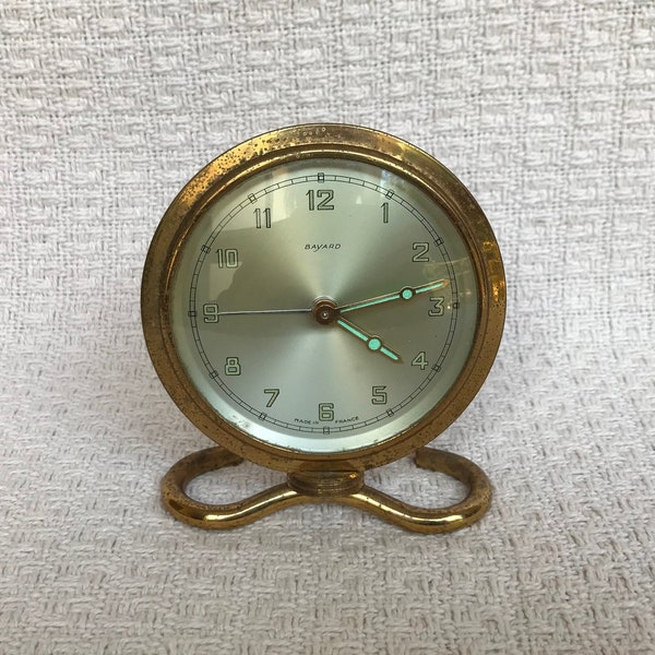 French Bayard antique vintage wind up mechanical alarm clock ( working )