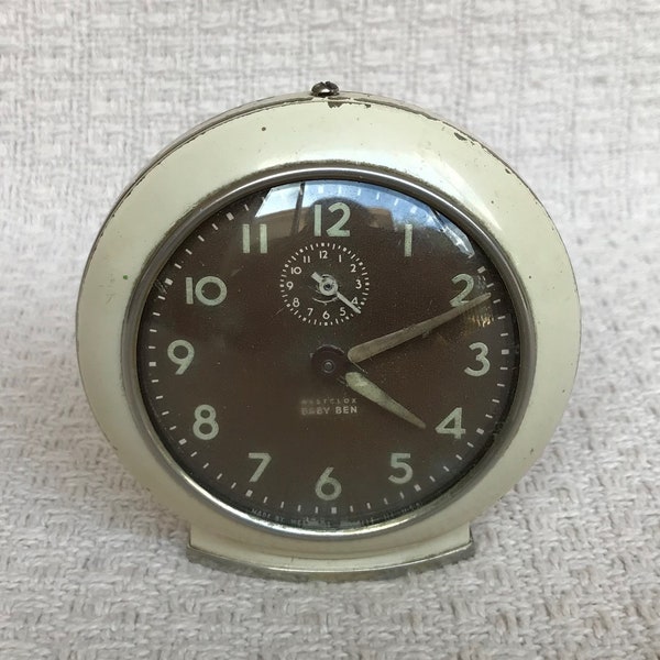 Vintage made in Australia 1949 - 1956 Westclox baby ben mechanical winding alarm clock 1950s ( working )
