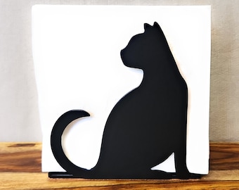 Cat Napkin Holder / Black Cat Silhouette Dinner Napkin Holder