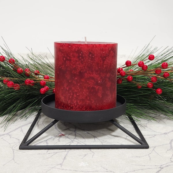 Candle Holder / Large diameter / Pillar Candle Holder / Metal Candle Holder / Black Candle Holder / Custom Handmade / Steel Candle Holder