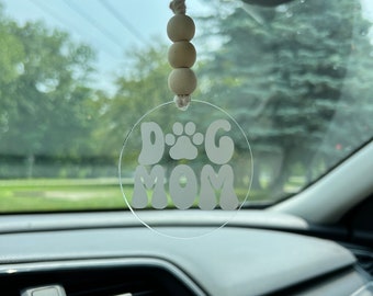 Retro Dog Mom Acrylic Car Charm / Rearview Mirror Hanger / Girly Car Accessories