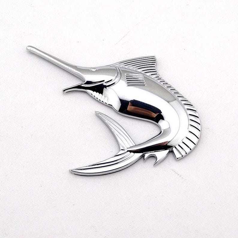 Chrome Swordfish Car Logo Car Door Side Bagde Plastic 3D Auto Sticker ...