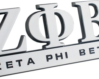Car tag, Car accessories silver ZETA PHI BETA quality 3d Metal Funny chromed badge self adhesive abs Plastic