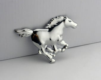 Emblema de caballo cromado para puerta de coche, pegatina de plástico 3D para Ford Mustang