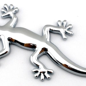 Car accessories silver gecko quality 3d Metal Funny chromed badge Free shipping self adhesive ABS Plastic