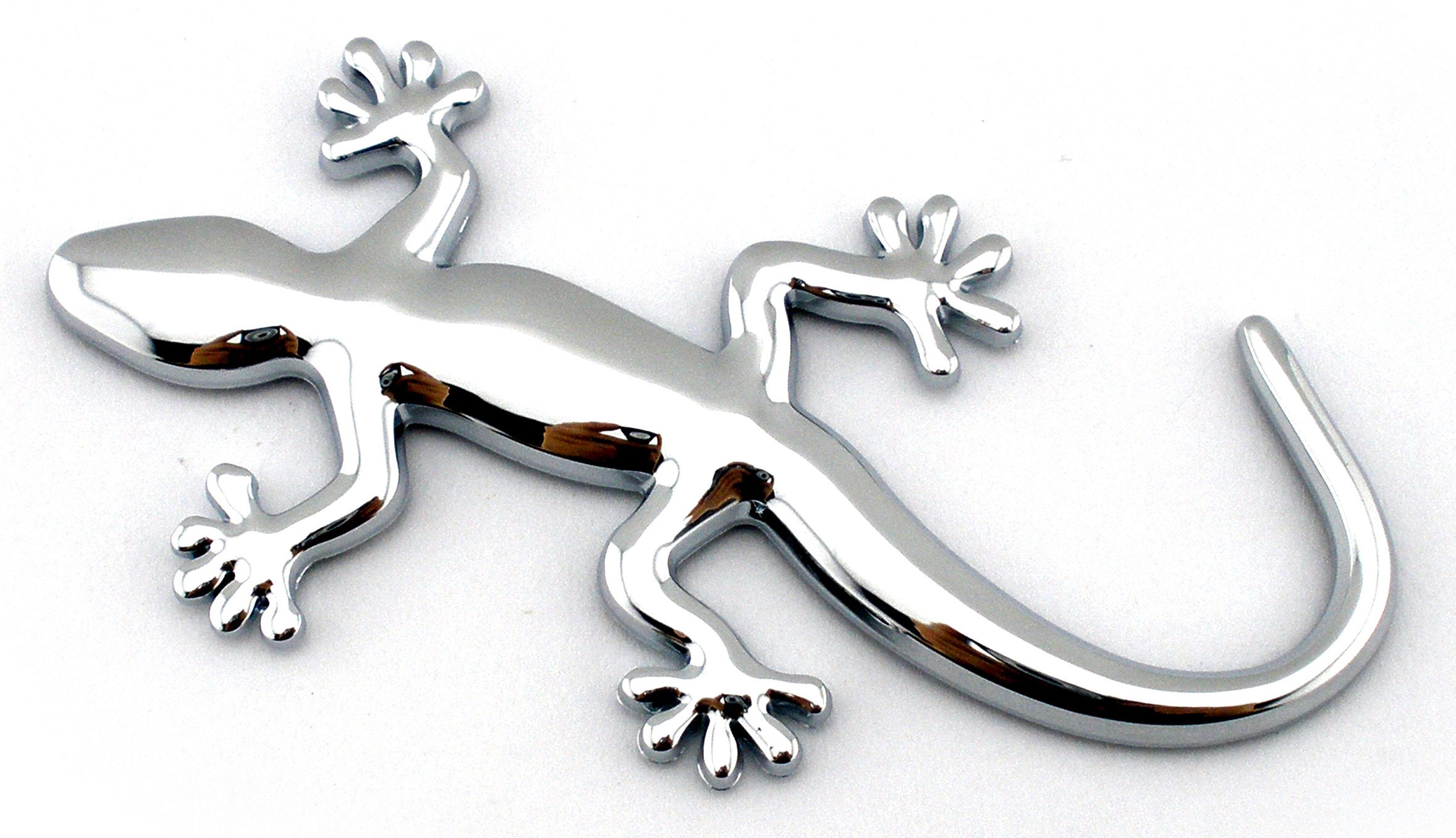 Car accessories silver gecko quality 3d Metal Funny chromed badge Free shipping self adhesive ABS Plastic