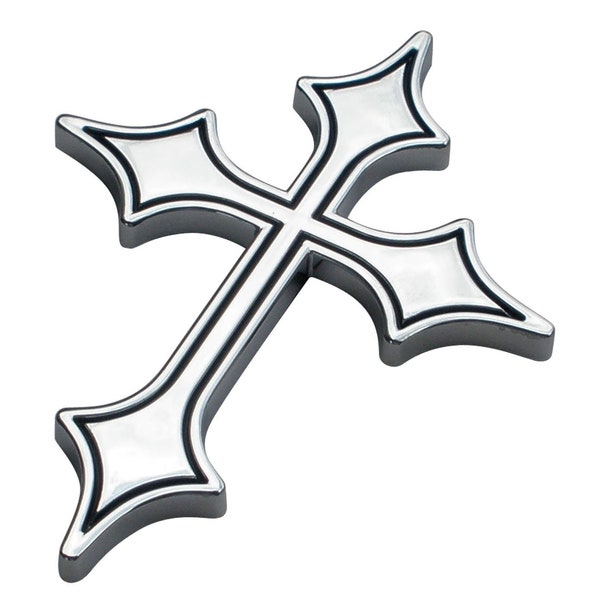 Car accessories silver Cross chrome heart quality 3d Metal Funny chromed badge Halloween