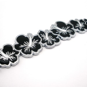 Autozubehör Hawaii Aufkleber Blumen schwarz Qualität 3D Metall Lustige verchromte Abzeichen selbstklebend ABS Kunststoff