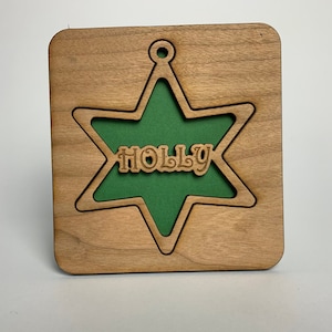 Personalisiertes Eichenfurnier mdf Weihnachtsbaum Dekoration Hängebauble mit Namen