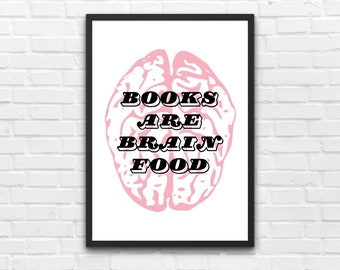 Bücher sind Brain Food, englische Klassenzimmer Poster, trendige ELA Poster, High School Klassenzimmer Poster, Mittelschule Klassenzimmer Poster