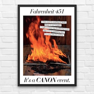 Fahrenheit 451, het is een Canon-evenement, literaire poster, middelbare school Engelse klas poster, klassieke literatuur, literaire kunst, leraar Engels