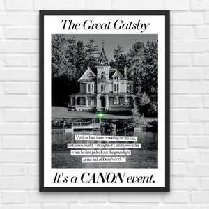 Great Gatsby Poster, It's a Canon Event, High School English Classroom Poster, Classic Literature Art, English Literature Art, Classroom Art