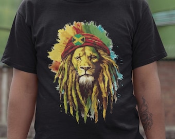 Jamaican Rasta Lion with Jamaica Flag Reggae Vibes Men&#39;s Classic T-shirt