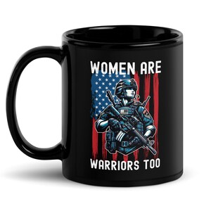 Female US Marine Warrior Glossy Mug: Patriotic Military Gift