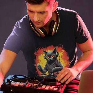 Cat DJ T-Shirt: Music Lover Unisex Tee, Purrfect Beats