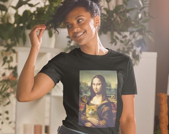 Unique, Funny Mona Lisa Holding a Cat Unisex T-Shirt