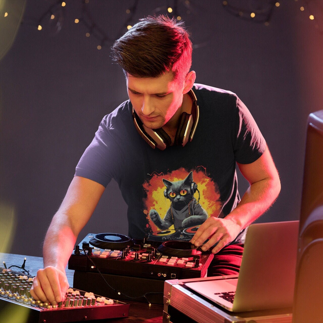 Cat DJ T-Shirt: Music Lover Unisex Tee, Purrfect Beats